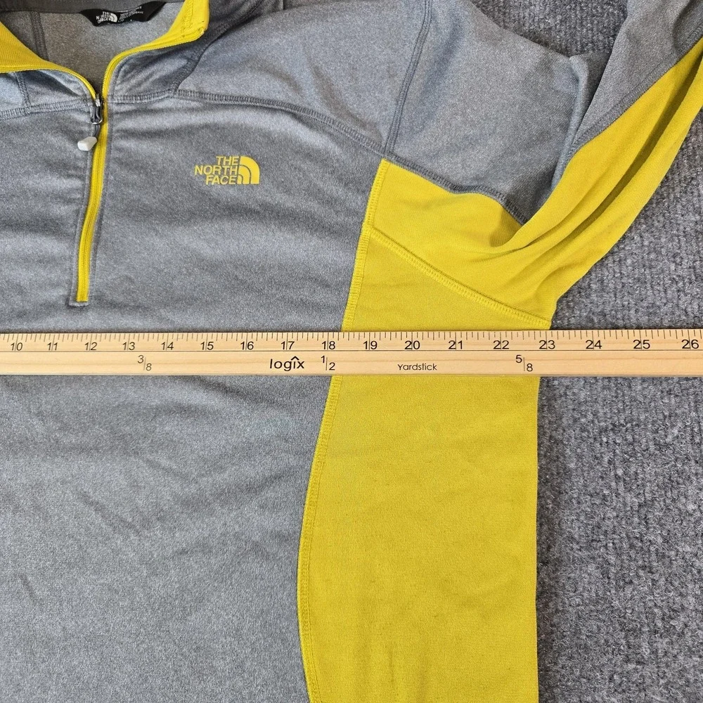 The North Face Pullover Shirt Mens Large Gray Yellow 1/4 Zip Hiking Long Sleeve